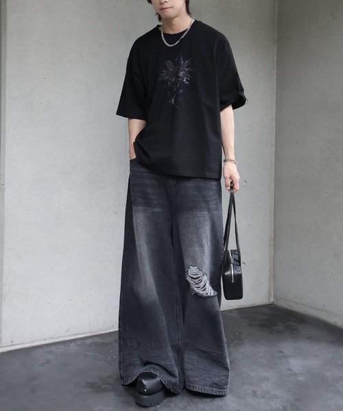 welise（ウェライズ）の「【welise/ウェライズ】シルケットライクスムースコットン 26'モードグラフィックプリント Tシャツ/接触冷感 UVカット（Tシャツ/カットソー・メンズ・ブラック系その他/ホワイト/ブラック/ホワイト系その他・M/L/S）」の11枚目の写真