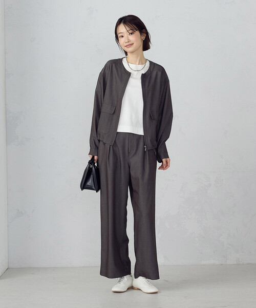 COMME CA ISM(コムサイズム)の「デニムライク ノーカラーブルゾン/セットアップ対応(ブルゾン・レディース・チャコール/ネイビー・SMALL/MEDIUM/LARGE/X-LARGE)」の7枚目の写真