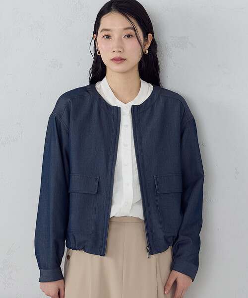 COMME CA ISM(コムサイズム)の「デニムライク ノーカラーブルゾン/セットアップ対応(ブルゾン・レディース・チャコール/ネイビー・SMALL/MEDIUM/LARGE/X-LARGE)」の15枚目の写真