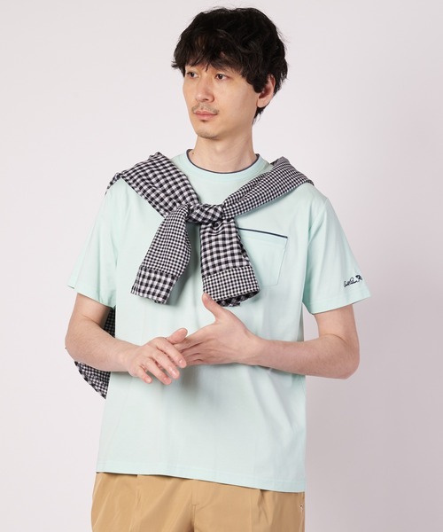 Arnold Palmer(アーノルドパーマー)の「プレーティング 天竺 ジャガードリブ Tシャツ(Tシャツ/カットソー・メンズ・ブラック/ホワイト/ミント・LL/L/M)」の3枚目の写真