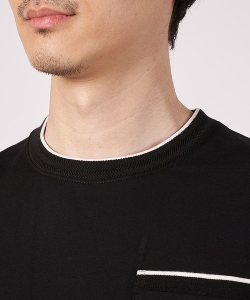 Arnold Palmer(アーノルドパーマー)の「プレーティング 天竺 ジャガードリブ Tシャツ(Tシャツ/カットソー・メンズ・ブラック/ホワイト/ミント・LL/L/M)」の12枚目の写真