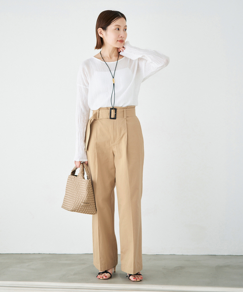 IENA(イエナ)の「ベルテッドチノパンツ(チノパンツ・レディース・アイボリー/ベージュ・38/36/34)」の6枚目の写真