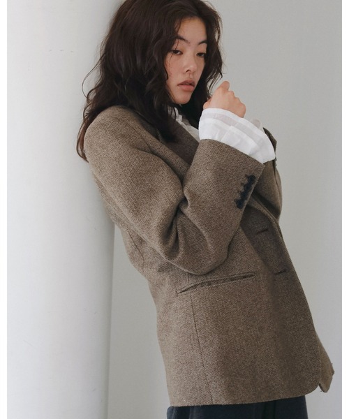 anuke（アンヌーク）の「Herringbone Wool Jacket（テーラードジャケット・レディース・ベージュ/チャコールグレー・38inch/36inch）」の15枚目の写真