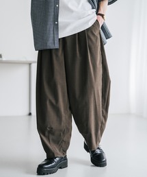 接触冷感多機能素材リネンライク ワイドバルーンイージーパンツ