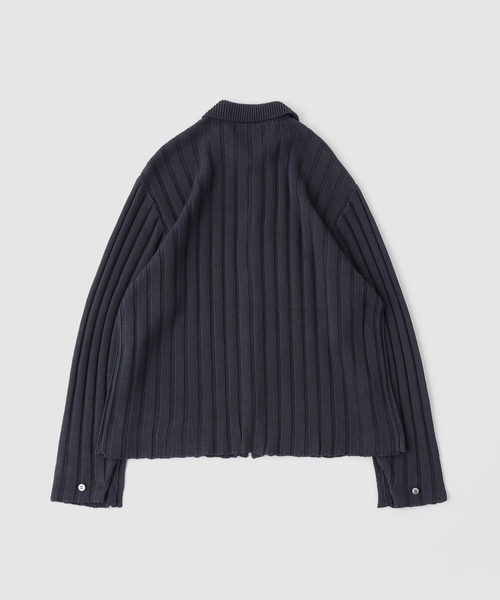 MATSUFUJI(マツフジ)の「MATSUFUJI / マツフジ WIDE RIB KNIT SHIRT(ニット/セーター・メンズ・グリーン/ネイビー/ブラック・3/2)」の4枚目の写真