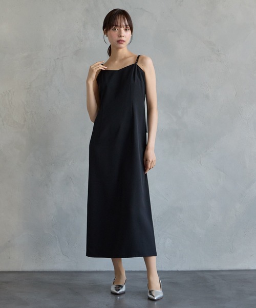 AIMER（エメ）の「3WAYリボンストラップマットサテンIラインキャミソールパーティードレス　結婚式　お呼ばれ　ドレス　20代 30代（ドレス・レディース・グリーン/ベージュ/ブラック・SMALL/MEDIUM）」の10枚目の写真