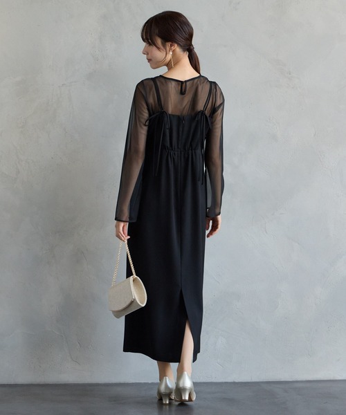 AIMER（エメ）の「3WAYリボンストラップマットサテンIラインキャミソールパーティードレス　結婚式　お呼ばれ　ドレス　20代 30代（ドレス・レディース・グリーン/ベージュ/ブラック・SMALL/MEDIUM）」の15枚目の写真