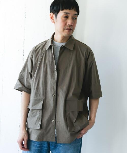 URBAN RESEARCH DOORS（アーバンリサーチドアーズ）の「『UVカット/接触冷感/吸水速乾』ストレッチクロス ビッグポケットショートスリーブシャツ（シャツ/ブラウス・メンズ・ブラック/モカ/チャコールグレー・MEDIUM/LARGE）」の8枚目の写真