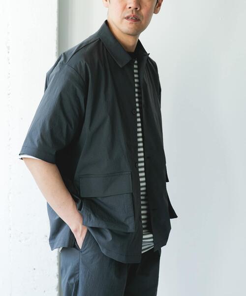 URBAN RESEARCH DOORS（アーバンリサーチドアーズ）の「『UVカット/接触冷感/吸水速乾』ストレッチクロス ビッグポケットショートスリーブシャツ（シャツ/ブラウス・メンズ・ブラック/モカ/チャコールグレー・MEDIUM/LARGE）」の18枚目の写真
