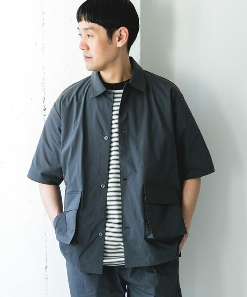 URBAN RESEARCH DOORS（アーバンリサーチドアーズ）の「『UVカット/接触冷感/吸水速乾』ストレッチクロス ビッグポケットショートスリーブシャツ（シャツ/ブラウス・メンズ・ブラック/モカ/チャコールグレー・MEDIUM/LARGE）」の19枚目の写真