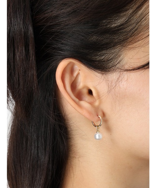 週末SALE☆e.m.パール付きフープピアス セール】パールモチーフミニフープピアス（ピアス（両耳用））｜Edit