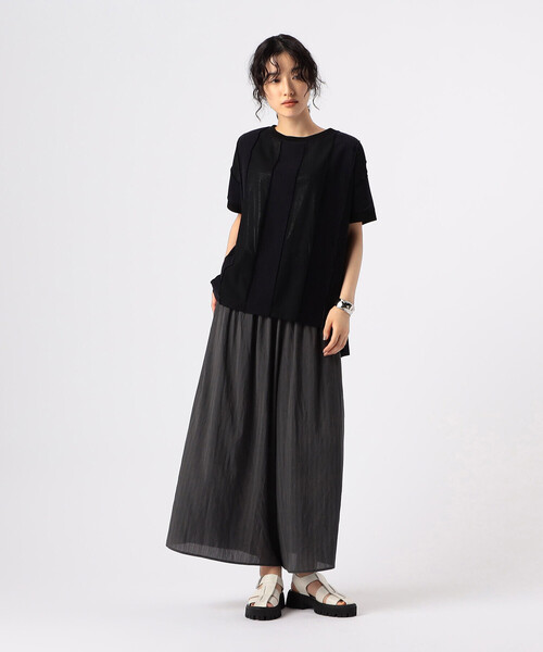 Gabardine K.T（ギャバジンケーティー）の「【セットアップ対応】シアーストライプ ゴムパンツ（その他パンツ・レディース・カーキ・9号）」の4枚目の写真