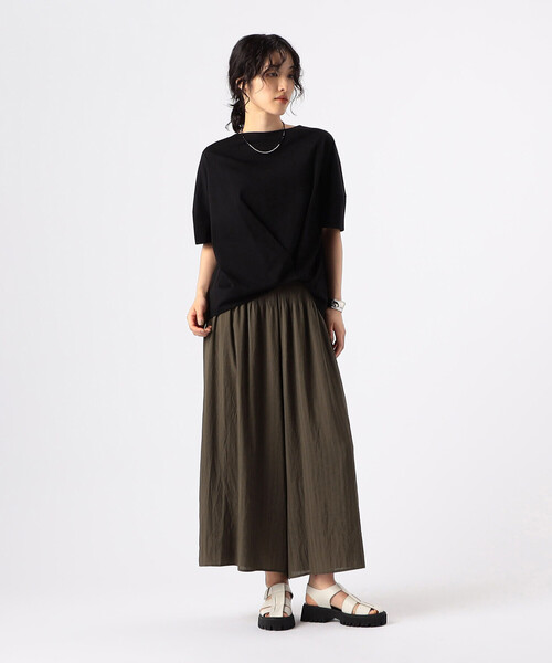 Gabardine K.T（ギャバジンケーティー）の「【セットアップ対応】シアーストライプ ゴムパンツ（その他パンツ・レディース・カーキ・9号）」の9枚目の写真