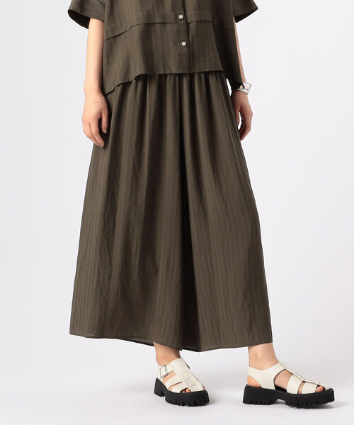 Gabardine K.T（ギャバジンケーティー）の「【セットアップ対応】シアーストライプ ゴムパンツ（その他パンツ・レディース・カーキ・9号）」の10枚目の写真