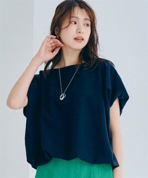 nissen(ニッセン)の「リネンライクバルーントップス(Tシャツ/カットソー・レディース・ベージュ/ブラック・S/M/L/LL)」の5枚目の写真
