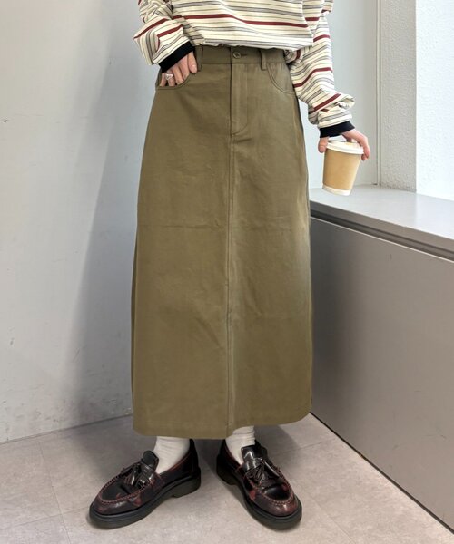 GEVACO(ゲバコ)の「【GEVACO/ゲバコ】綿ツイルミディスカート(スカート・レディース・カーキ/ベージュ・ONE SIZE)」の3枚目の写真