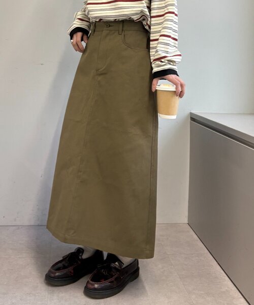 GEVACO(ゲバコ)の「【GEVACO/ゲバコ】綿ツイルミディスカート(スカート・レディース・カーキ/ベージュ・ONE SIZE)」の4枚目の写真