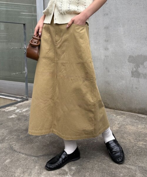 GEVACO(ゲバコ)の「【GEVACO/ゲバコ】綿ツイルミディスカート(スカート・レディース・カーキ/ベージュ・ONE SIZE)」の8枚目の写真
