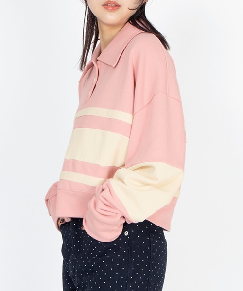 PUNYUS（プニュズ）の「バイカラーラガースウェット（スウェット・レディース・サックスブルー/ブラウン/ピンク・3/4/5）」の4枚目の写真