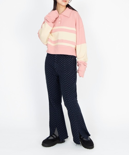 PUNYUS（プニュズ）の「バイカラーラガースウェット（スウェット・レディース・サックスブルー/ブラウン/ピンク・3/4/5）」の17枚目の写真