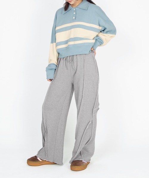 PUNYUS（プニュズ）の「バイカラーラガースウェット（スウェット・レディース・サックスブルー/ブラウン/ピンク・3/4/5）」の5枚目の写真