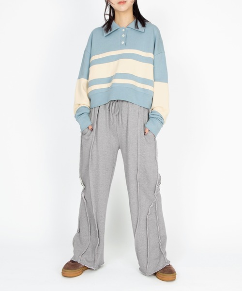 PUNYUS（プニュズ）の「バイカラーラガースウェット（スウェット・レディース・サックスブルー/ブラウン/ピンク・3/4/5）」の6枚目の写真