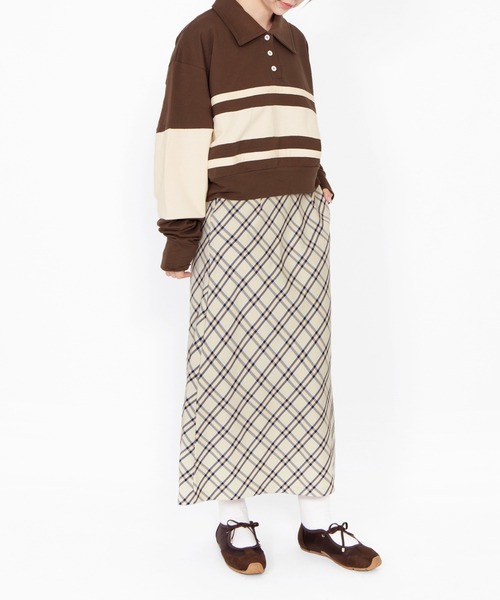 PUNYUS（プニュズ）の「バイカラーラガースウェット（スウェット・レディース・サックスブルー/ブラウン/ピンク・3/4/5）」の20枚目の写真