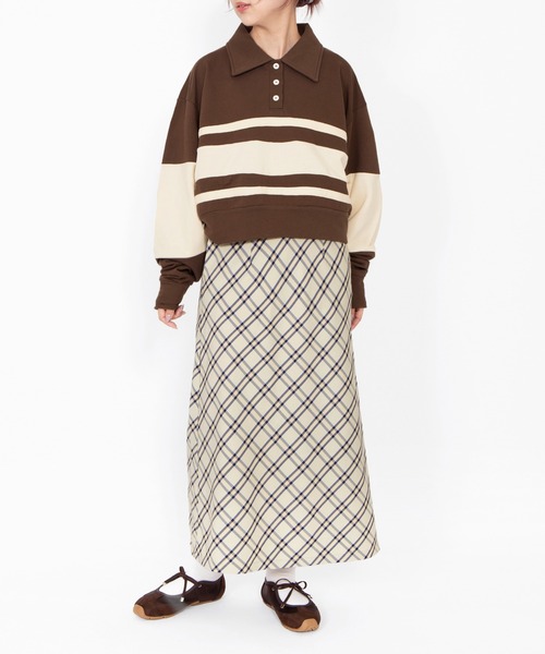 PUNYUS（プニュズ）の「バイカラーラガースウェット（スウェット・レディース・サックスブルー/ブラウン/ピンク・3/4/5）」の19枚目の写真