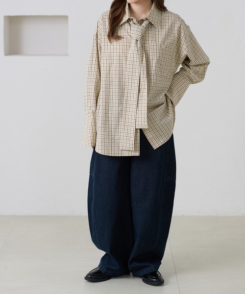 apres jour clair（アプレジュールクレア）の「【apres jour clair】チェックボウタイシャツ（シャツ/ブラウス・レディース・ベージュ系その他/ホワイト系その他/ブラック系その他・フリー/X-LARGE）」の21枚目の写真