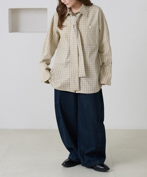 apres jour clair（アプレジュールクレア）の「【apres jour clair】チェックボウタイシャツ（シャツ/ブラウス・レディース・ベージュ系その他/ホワイト系その他/ブラック系その他・フリー/X-LARGE）」の22枚目の写真