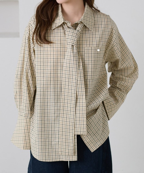 apres jour clair（アプレジュールクレア）の「【apres jour clair】チェックボウタイシャツ（シャツ/ブラウス・レディース・ベージュ系その他/ホワイト系その他/ブラック系その他・フリー/X-LARGE）」の15枚目の写真