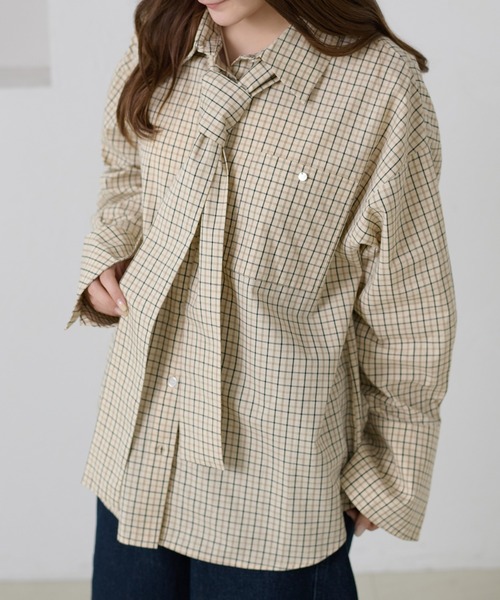 apres jour clair（アプレジュールクレア）の「【apres jour clair】チェックボウタイシャツ（シャツ/ブラウス・レディース・ベージュ系その他/ホワイト系その他/ブラック系その他・フリー/X-LARGE）」の17枚目の写真