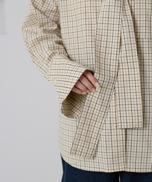 apres jour clair（アプレジュールクレア）の「【apres jour clair】チェックボウタイシャツ（シャツ/ブラウス・レディース・ベージュ系その他/ホワイト系その他/ブラック系その他・フリー/X-LARGE）」の14枚目の写真