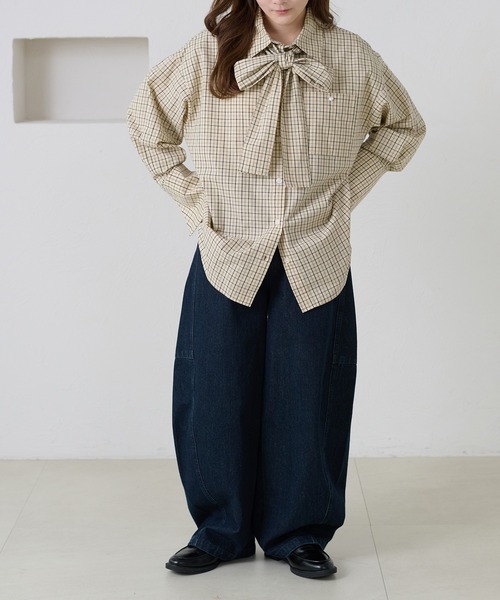 apres jour clair（アプレジュールクレア）の「【apres jour clair】チェックボウタイシャツ（シャツ/ブラウス・レディース・ベージュ系その他/ホワイト系その他/ブラック系その他・フリー/X-LARGE）」の12枚目の写真