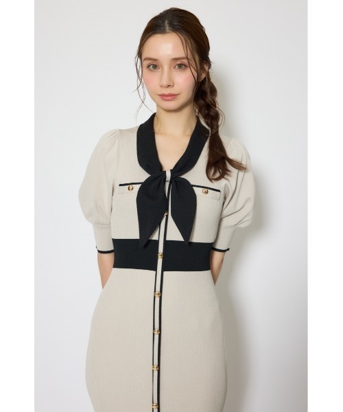 rienda(リエンダ)の「【森香澄さん着用】バイカラーパフスリーブタイトニットワンピース 春服 夏服(ワンピース・レディース・ブルー/ライトブラック/ベージュ・FREE)」の18枚目の写真