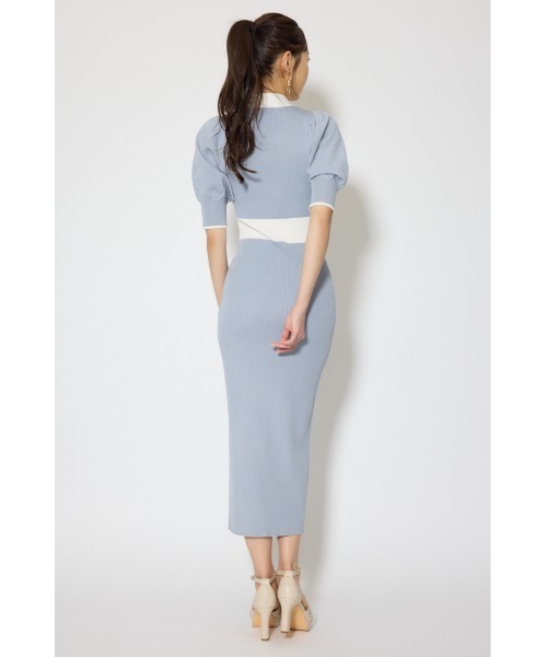 rienda(リエンダ)の「【森香澄さん着用】バイカラーパフスリーブタイトニットワンピース 春服 夏服(ワンピース・レディース・ブルー/ライトブラック/ベージュ・FREE)」の14枚目の写真