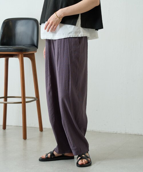 BEARDSLEY(ビアズリー)の「ウエストリブリネンバレルパンツ(その他パンツ・レディース・ブラウン/ダークグレー・1/0)」の9枚目の写真