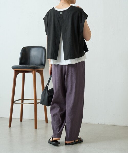 BEARDSLEY(ビアズリー)の「ウエストリブリネンバレルパンツ(その他パンツ・レディース・ブラウン/ダークグレー・1/0)」の5枚目の写真