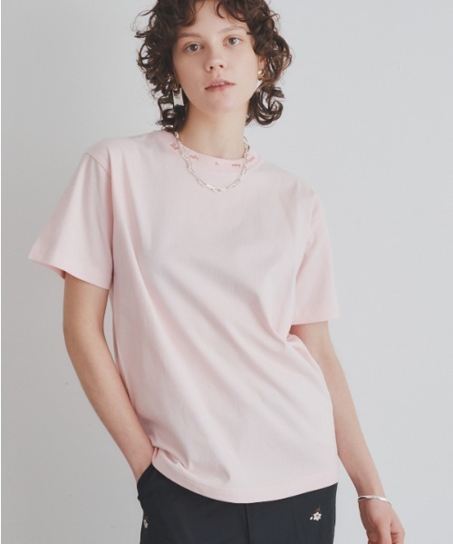 Muel Chic(ミュエルシック)の「Calm Tshirt / カルムTシャツ(Tシャツ/カットソー・レディース・ベージュ/インディゴブルー/オフホワイト/ブラック/ライトピンク・FREE)」の1枚目の写真