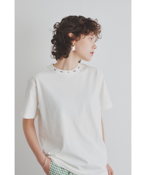 Muel Chic(ミュエルシック)の「Calm Tshirt / カルムTシャツ(Tシャツ/カットソー・レディース・ベージュ/インディゴブルー/オフホワイト/ブラック/ライトピンク・FREE)」の14枚目の写真