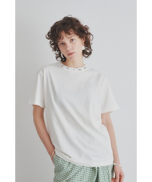Muel Chic(ミュエルシック)の「Calm Tshirt / カルムTシャツ(Tシャツ/カットソー・レディース・ベージュ/インディゴブルー/オフホワイト/ブラック/ライトピンク・FREE)」の11枚目の写真