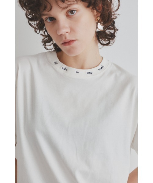 Muel Chic(ミュエルシック)の「Calm Tshirt / カルムTシャツ(Tシャツ/カットソー・レディース・ベージュ/インディゴブルー/オフホワイト/ブラック/ライトピンク・FREE)」の10枚目の写真