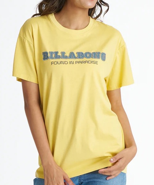 BILLABONG(ビラボン)の「BILLABONG/ビラボン 半袖 Tシャツ DENIM APPRIQUE BOY FIT T BG01C202(Tシャツ/カットソー・レディース・ライトブルー/ホワイト/イエロー/スミクロ・M/L)」の1枚目の写真