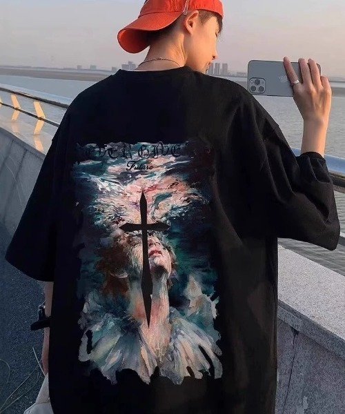 link lot（リンクロット）の「オールドイングリッシュロゴバックフォトクロスプリントT（Tシャツ/カットソー・メンズ・ブラック/ホワイト・M）」の5枚目の写真