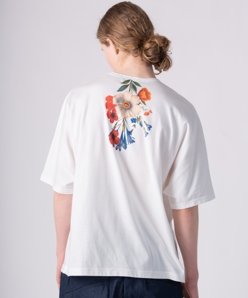rehacer（レアセル）の「rehacer : Pack Flower Dolman CS / パック フラワー ドルマンカットソー（Tシャツ/カットソー・メンズ・ホワイト/ブラック・SMALL/MEDIUM/LARGE/X-LARGE）」の4枚目の写真