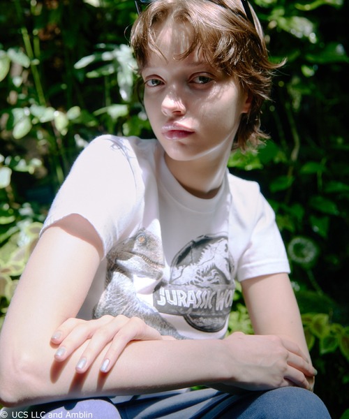 X-girl（エックスガール）の「X-girl x JURASSIC WORLD S/S BABY TEE（Tシャツ/カットソー・レディース・ブラック/ホワイト・S/M）」の4枚目の写真