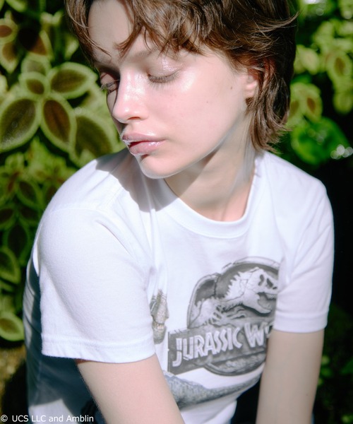 X-girl（エックスガール）の「X-girl x JURASSIC WORLD S/S BABY TEE（Tシャツ/カットソー・レディース・ブラック/ホワイト・S/M）」の5枚目の写真