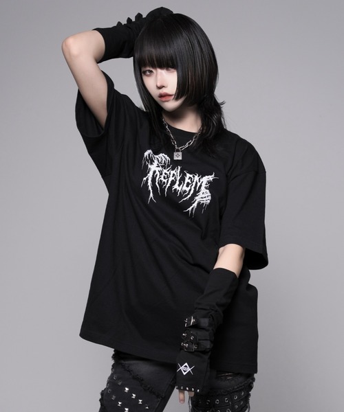 REFLEM(レフレム)の「『REFLEM/レフレム』ホログラムスカルプリントTシャツ/ハーフスリーブカットソー(Tシャツ/カットソー・レディース・ホワイト/ブラック・FREE)」の4枚目の写真
