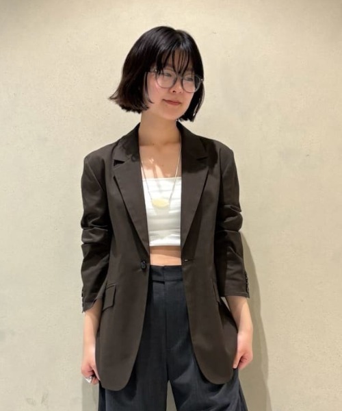 MIESROHE(ミースロエ)の「リネン混シアージャケット(テーラードジャケット・レディース・ブラウン/ベージュ/ブラック・1/0)」の1枚目の写真
