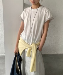 26SS/配色ロールスリーブフレンチTシャツ